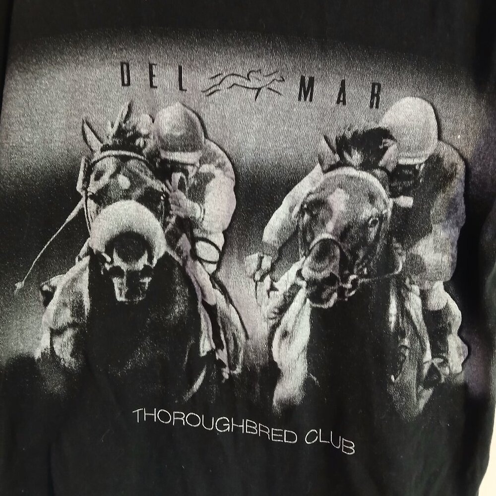 Del Mar Women's Vintage Horse Graphic Black Tee GUC